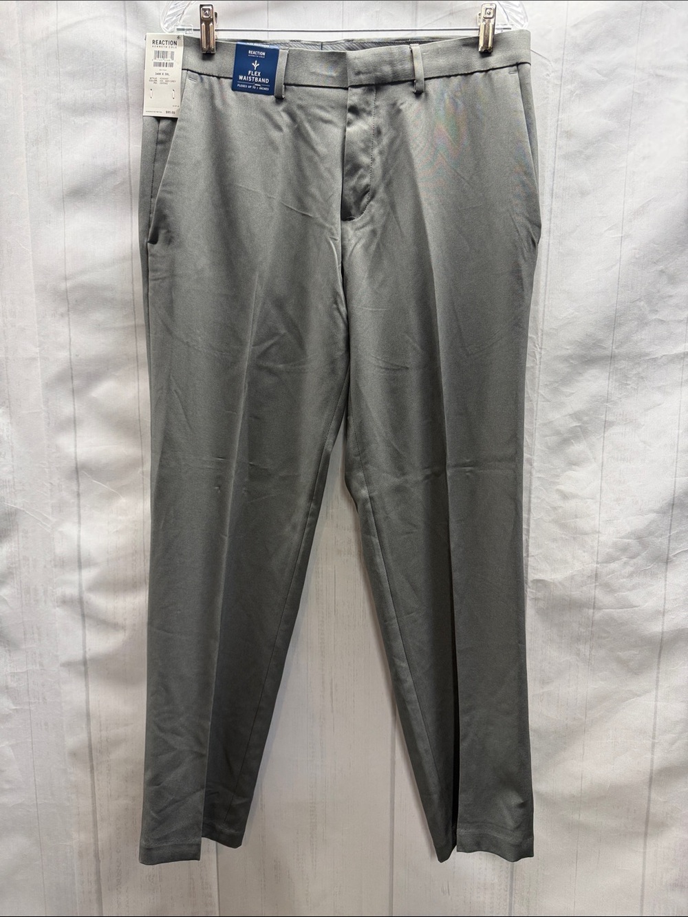 Kenneth Cole NWT Light Gray Micro Check Flex Waistband Modern Fit Dress Pants